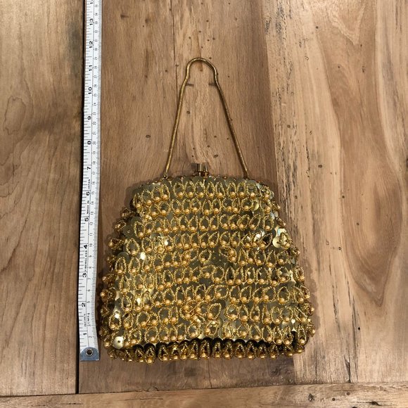 Vintage Gold Bead and Sequin Clutch - Picture 7 of 8